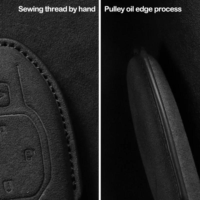 Genuine Leather Auto Key Fob Cover Fit For Trumpchi Gac Empow J11 J12 J13 J14 J15 J16 Gs Protector Remote Suede Fabric Key Ring Auto Auto