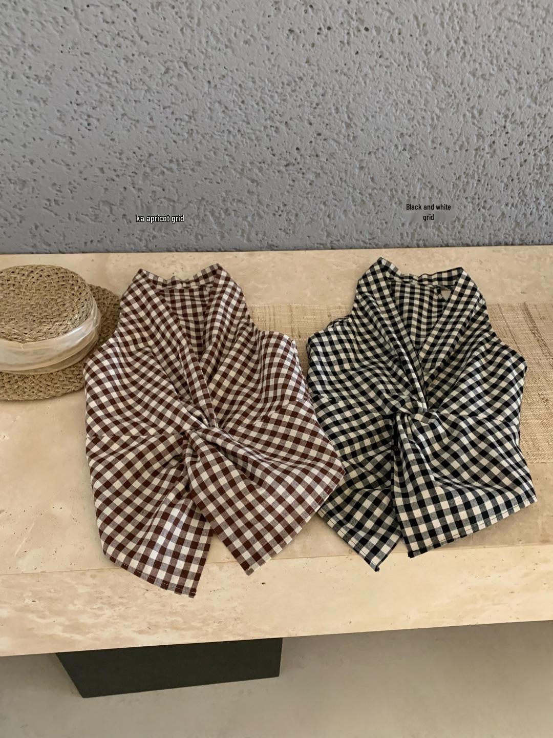 Women s Spring/Summer V-neck Plaid Halter Cut-out Vest Top Medium