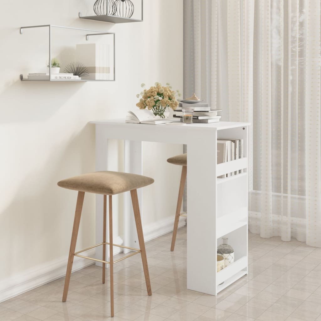 Vidaxl White Bar Table with Shelves, 102X50X103.5 Cm