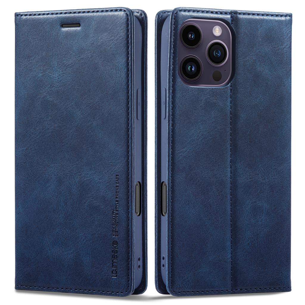 LC.IMEEKE For iPhone 16 Pro Max Leather Case RFID Blocking Card Slots Phone Cover