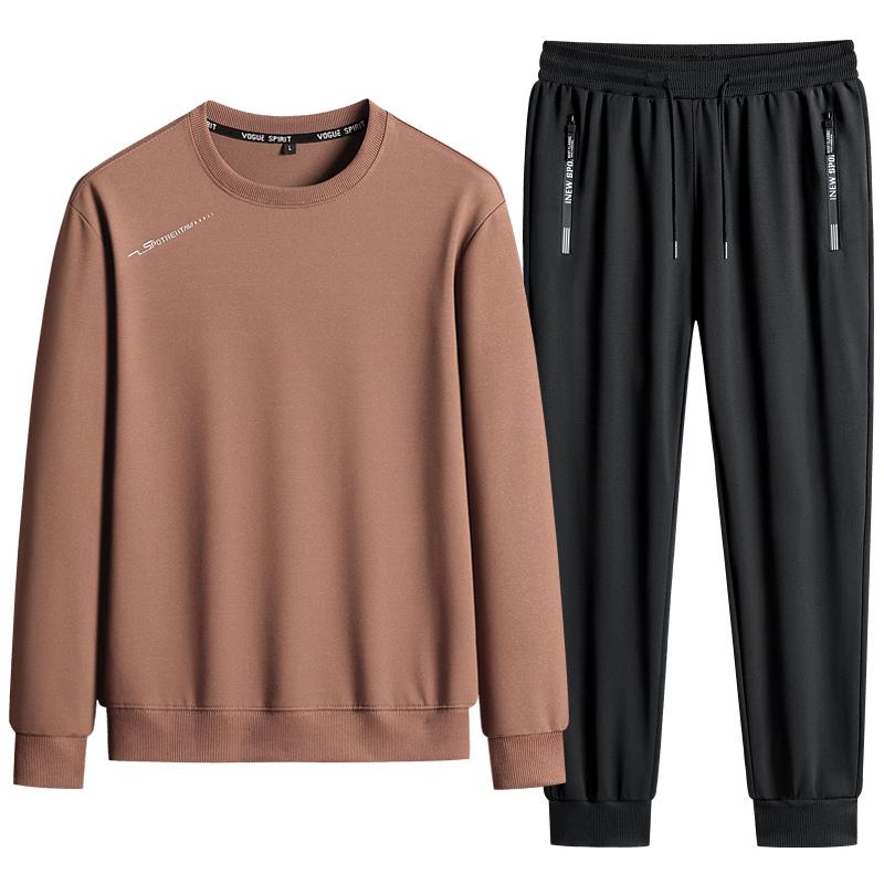 

Новый спортивный костюм мужской осенне-зимний пуловер с длинным рукавом свободный топ эластичная талия повседневный костюм L коричневый