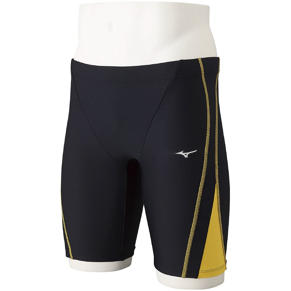 MIZUNO Half Spats N2JB1621 Black x Size for and Gym Use Men's (Inseam 23cm) 94 Yellow, M, Swimming, Fitness,