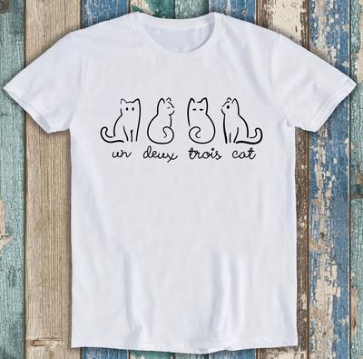 97 Un Deux Trois Kattenliefhebbers Papa Mama Schattig Grappig Cadeau T-shirt M1299