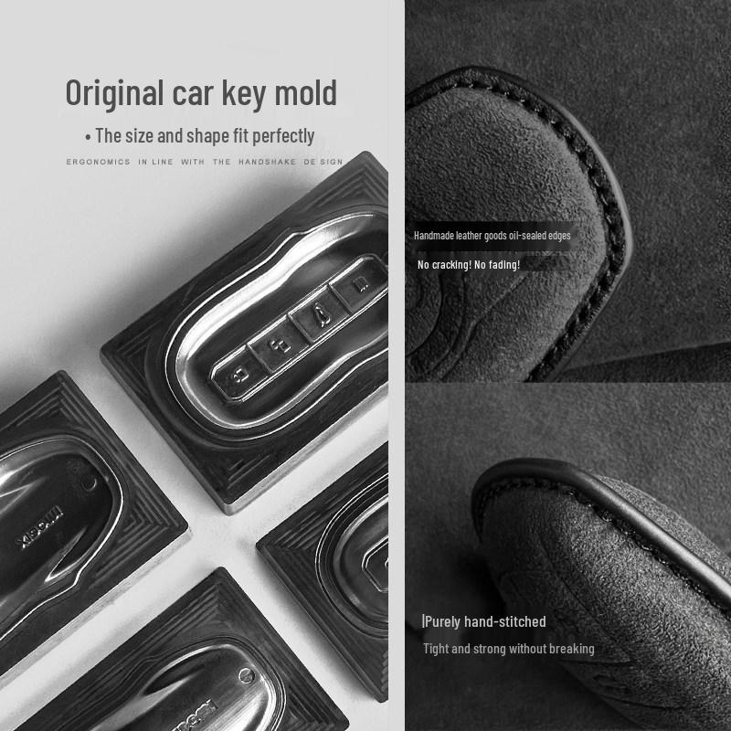 Suede Key Cover for 25 Denza D9: Protective Shell with Buckle, High-End Interior Accessory.
