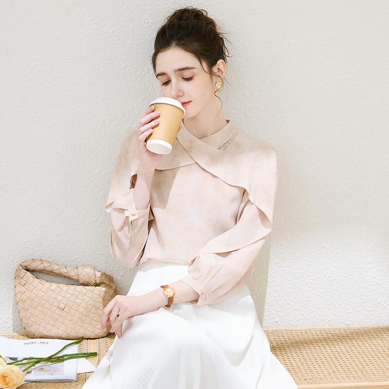 TUHUANG Mulberry Silk Gradient Mock Two-Piece Blouse XL