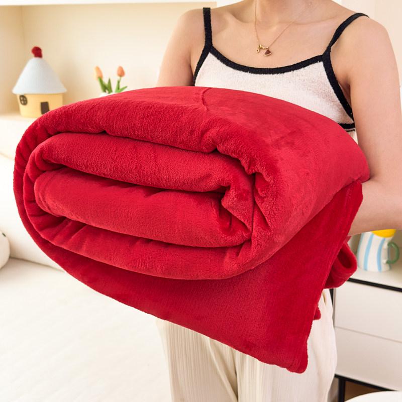 European & American Sized Exclusive Solid Color Flannel Office Blanket - Washable and Perfect for Dropshipping