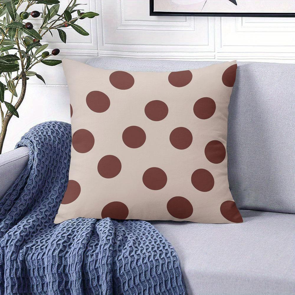 Retro Brown Toned Polka Dots square Jacquard Pillow Cover for Sofa Office Waist Cushion Cover Home Decorative Pillowcase