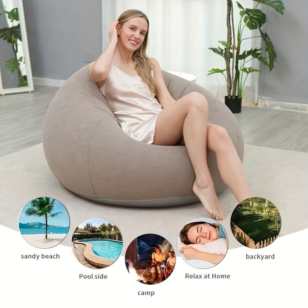Inflatable Lazy Sofa Oval Foldable Outdoor Lounge Chair Camping Courtyard Garden Portable Folding Chair Modern Home Decoration