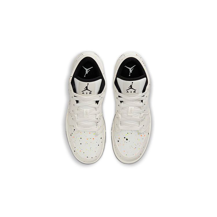 Air Jordan 1 Low SE GS Paint Splatter Kids Sneakers Cream Sail Black DH3295-100