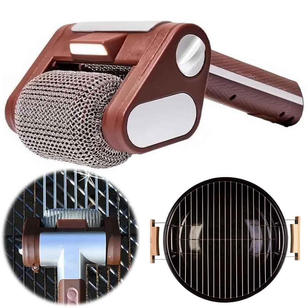 Rechargeable Electric Stainless Steel Roller Grill Cleaner Brush,Replaceable Brush Heads,Home Cleaning Tools BBQ Accessoires