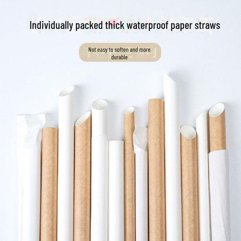 Disposable 0.6*23mm Paper Straws with Independent Packaging for Beverages