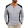 Men's Double Color High Collar Button Long Sleeve Shirt Casual Autumn/Winter Top