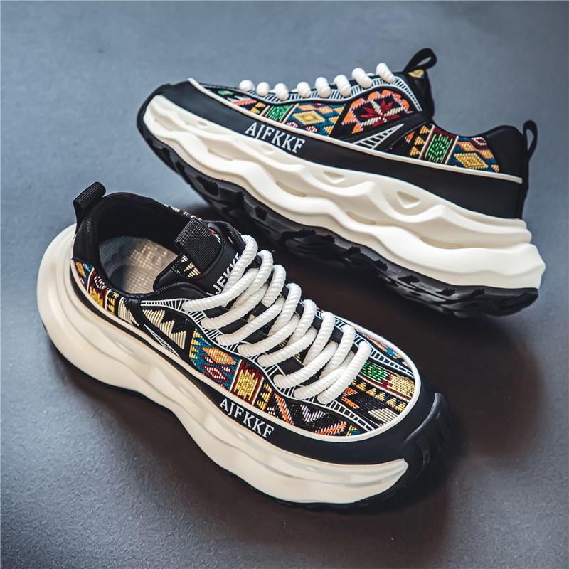 

Male Sneakers Platform Sports Shoes Fabric Shoes for Men Casual Shoes Loafers Sports and Leisure Non-Slip Ventilate All-match 44 чёрный