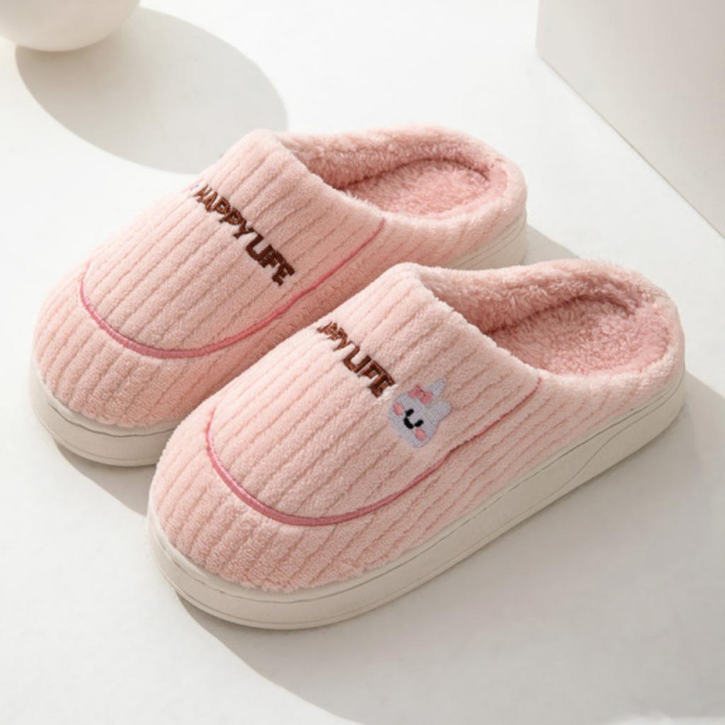 Waterproof Cotton Slippers for Women In Autumn and Winter, Anti Slip Plush Bags and Cotton Shoes for Indoor Home Use