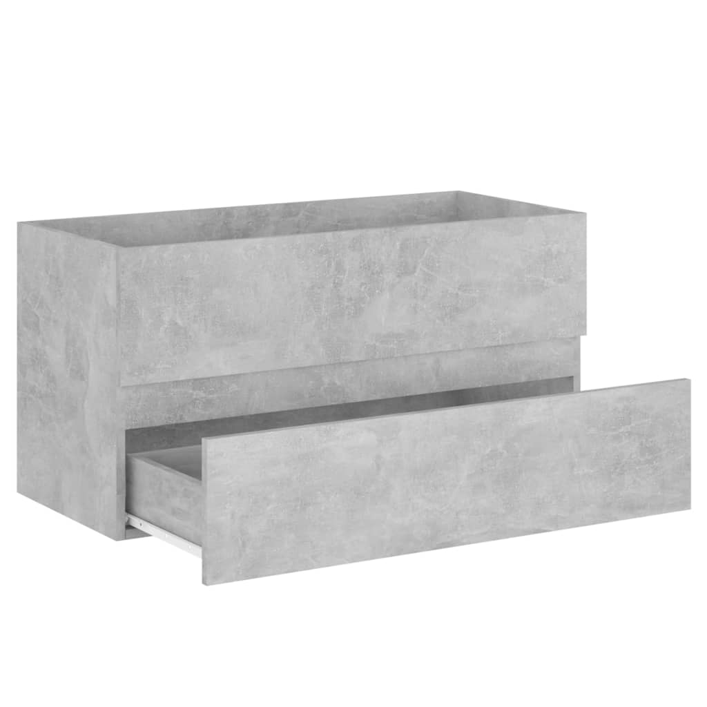 Bathroom Vanity Unit Concrete Grey 90 X 38.5 X 45 Cm Particleboard