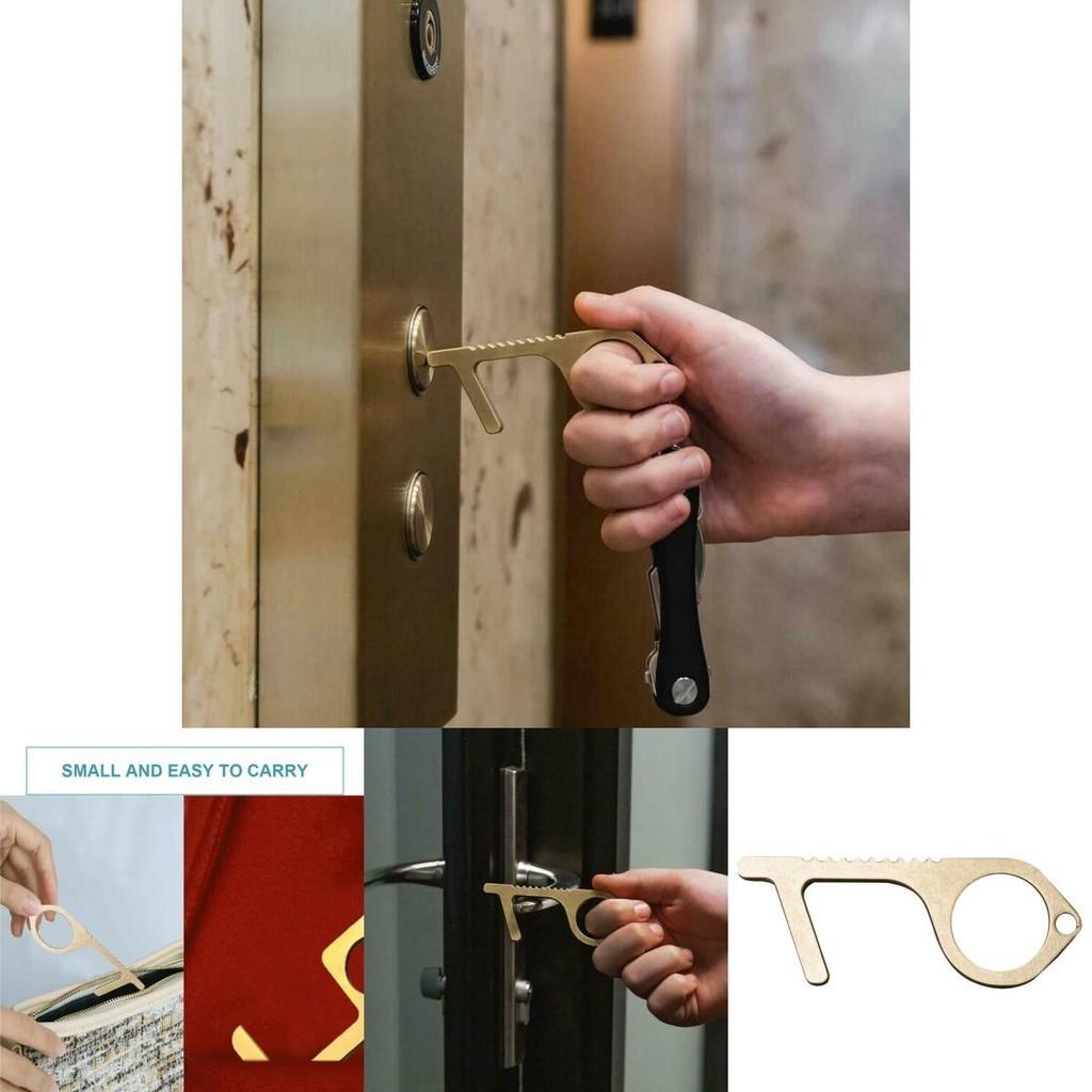Safety And Health Focused Contactless Handle Key Opener In Golden Alloy