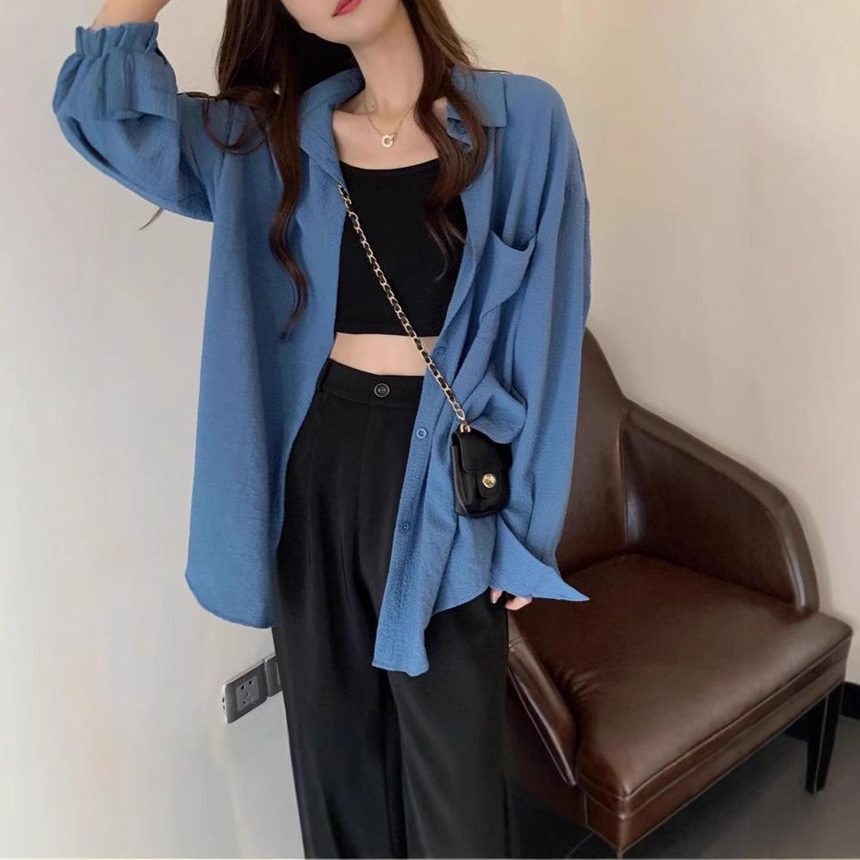 Women's Summer UV Protection Ice Silk Cardigan – Loose Fit, Breathable, Solid Color, Long-Sleeve, Plus Size