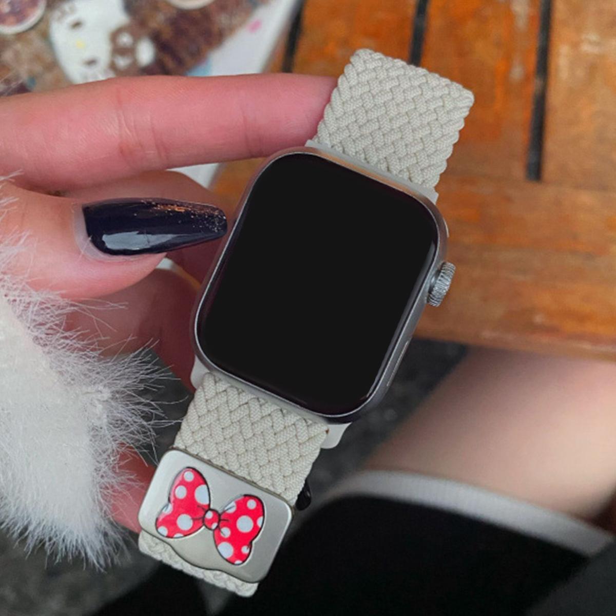 

Мультяшный милый ремешок с бантиком на магнитной застежке для ремешка Apple Watch Ultra2 49 мм 45 мм 44 41 42 Correa для iWatch Series 10 9 8 SE 7 6 38 40 41 S10 42mm звезда