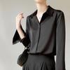 Spring Korean-style Pure Color Loose Satin Long Sleeve Shirt Women