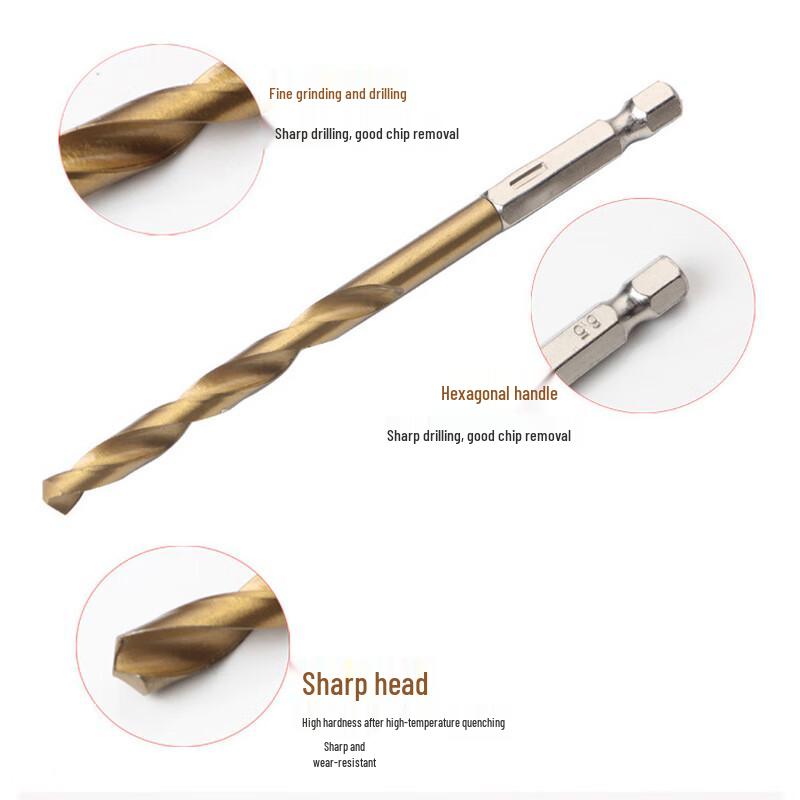 Haisidick 13-Piece Titanium Plated Hex Shank HSS Twist Drill Bit Set