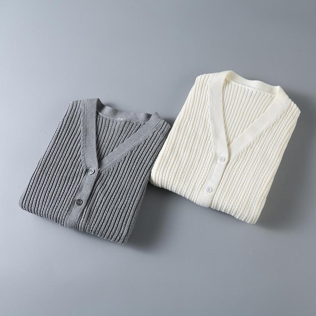 TBJL Damen Klassischer Strick-Cardigan mit vier Streifen - Herbst/Winter High-End Schlankmachende Mode.