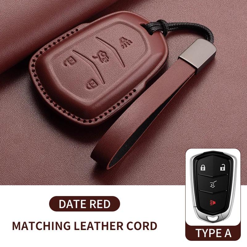 Leather Car Key Case Cover For Cadillac CT4 CT5 ATS CT6 CTS DTS XT5 Escalade ESV SRX STS XTS  XT4 28T ELR  Car Key Accessoires