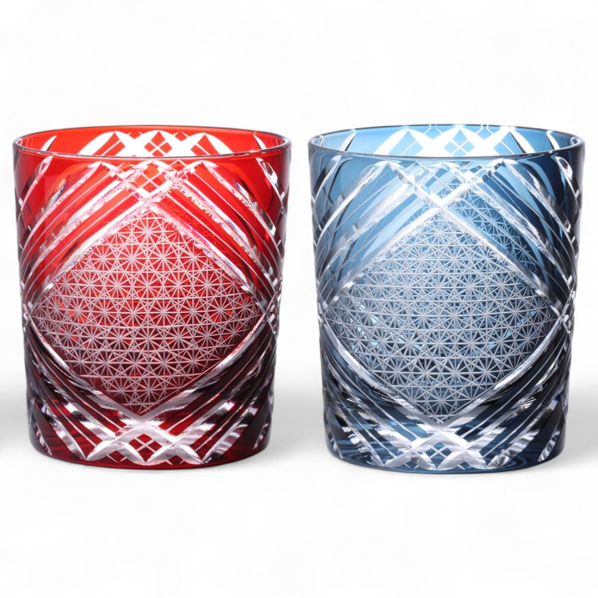 

Mizukage Kiriko Pair of Window Current Model J-kitchens Glasses, 80xH90mm, 280cc, Pattern, Red, Bisho,