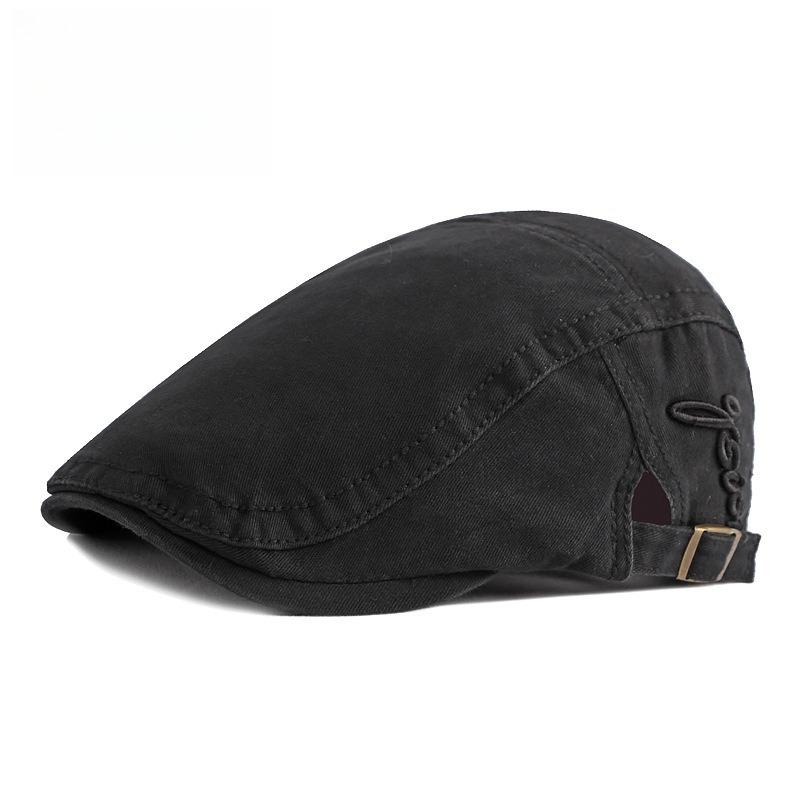 Unisex Cotton Flat Cap British Retro Beret Hat Vintage Ivy Newsboy Cap for Men and Women Adjustable Casual Sun Hat with Embroidery