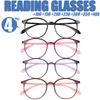 4PCS Ultralight Round Reading Glasses for Women Men Anti Blue Light Purple Black Red Presbyopic Glasses Magnifier +1.0~+4.0
