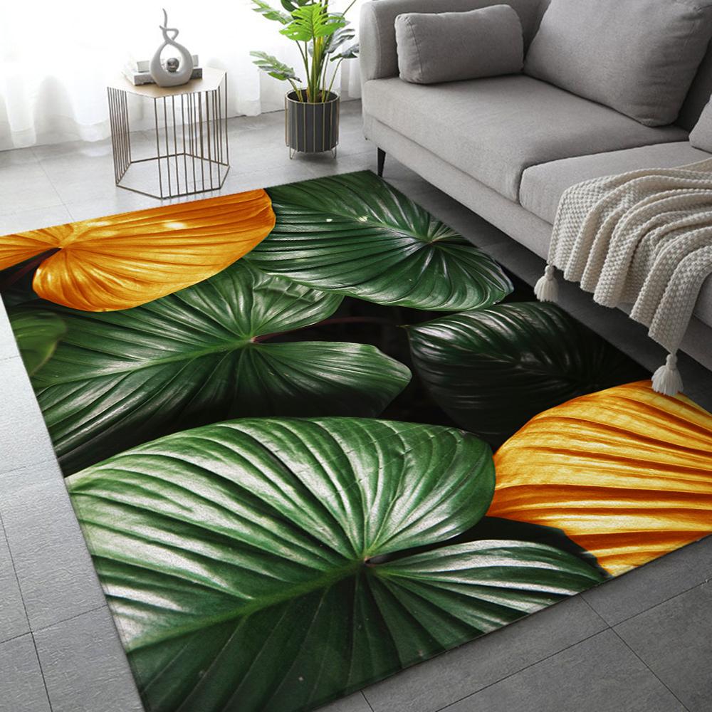 Pflanzenblätter Teppich Schwarz Gold Mode Eingangstür Fußmatte Fußabtreter Rutschfeste Fußmatte Wohnzimmer Dekor Teppich