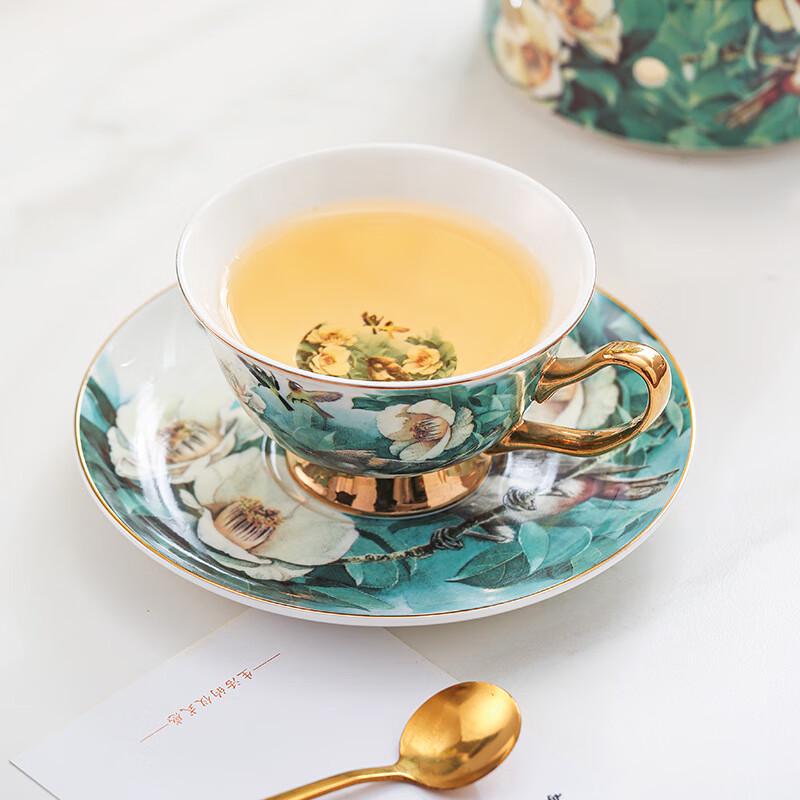 

LIU Magpie & Azalea Ceramic Coffee/Tea Set Coffee Cup + Saucer & Spoon Foam Pack