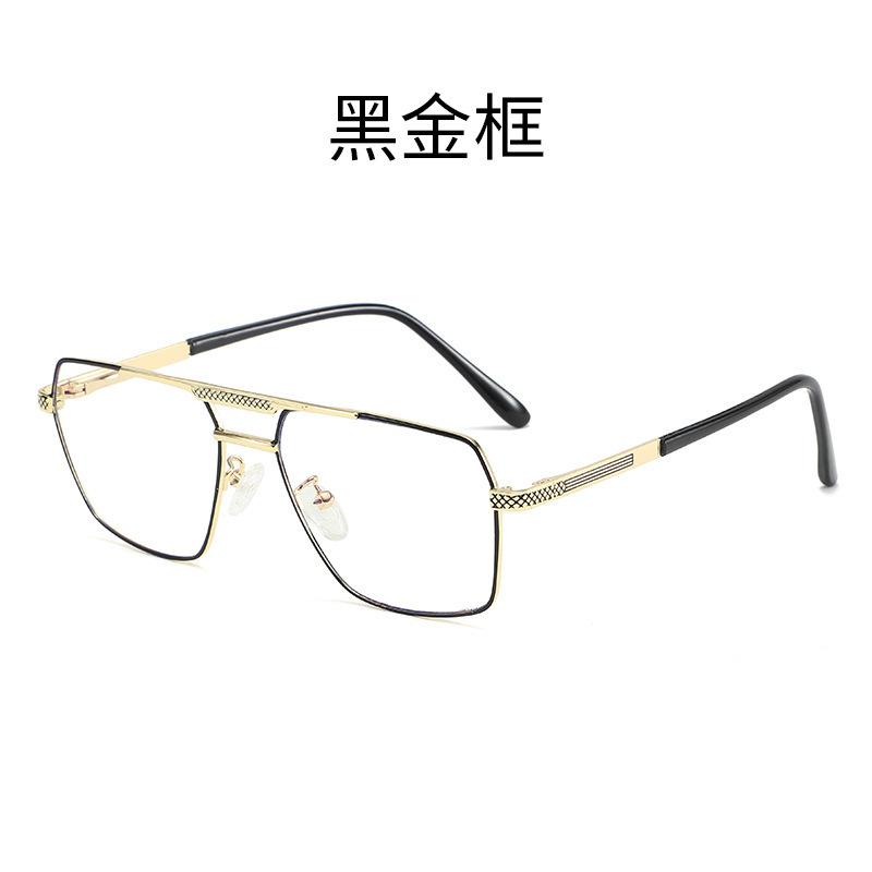 1111 retro casual glasses large frame double beam light and thin fashion men's flat glasses metal full frame anti-blue glasses