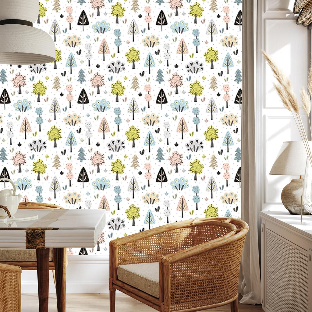 Beautiful Forest Wallpaper In Scandinavian Style for Living Room and Bedroom 50x1000