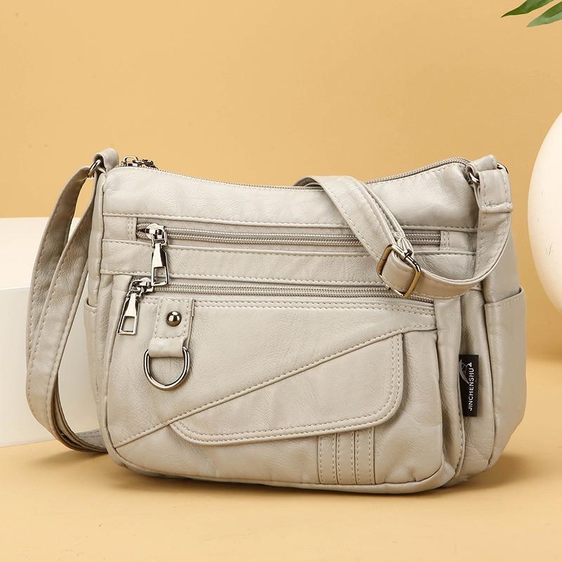 Large Capacity Single Shoulder Lightweight Soft Leather Crossbody Bag