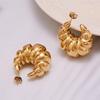Qiong Yao 18k Gold Plated Eco-friendly Stainless Steel Croissant C-shaped Earrings