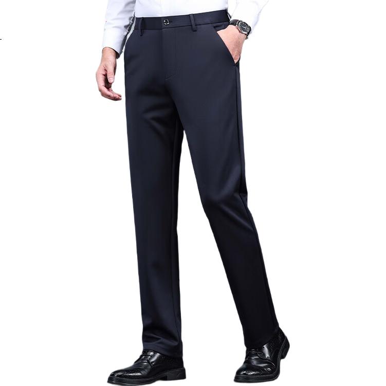 RED DRAGONFLY Men's Casual Autumn Winter Fleece-Lined Dress Pants Black 29 Slim Fit Elastic Business Commuter Trousers