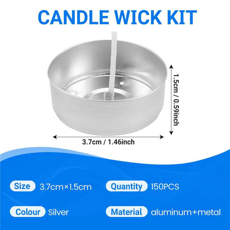 2025 Trend 150Pcs Aluminum Tea Lights Cups, With 150 Pcs Candle Wicks Empty Candle For Candle Lovers