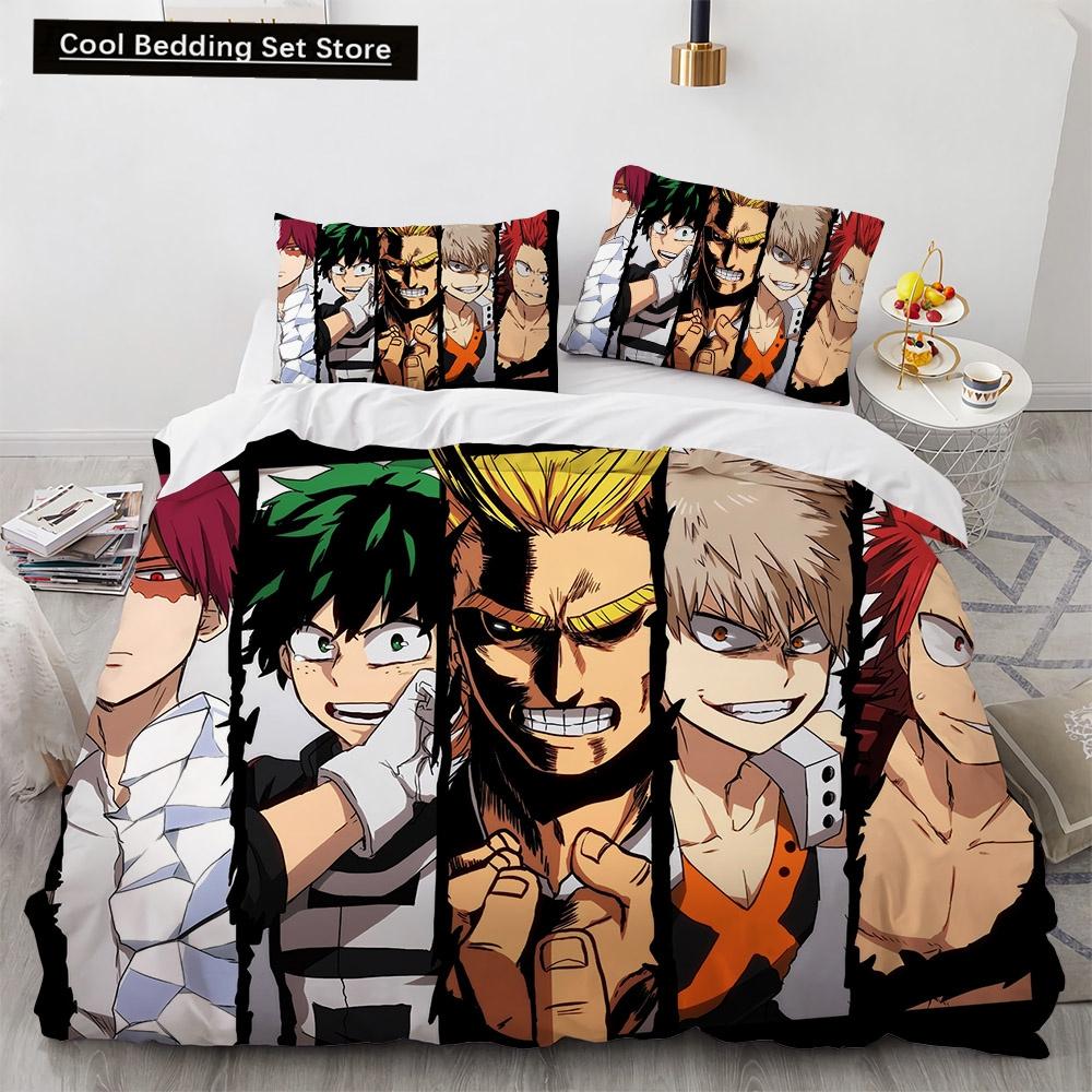 Nowy Anime My Hero Academy Pościel Zestaw Postacie Anime Poszewka na kołdrę 3D Cartoon Poliester Poszewka na kołdrę Queen King Size Dzieci Chłopcy