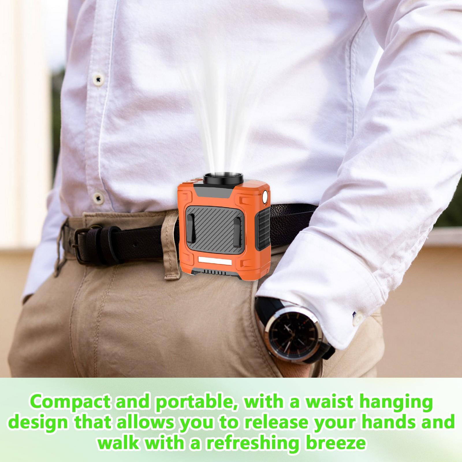 

10000 мАч вентилятор для подвешивания на пояс, портативный небольшой кондиционер, уличный вентилятор, строительный кемпинговый фонарик, длительное время работы от батареи One Size оранжевый