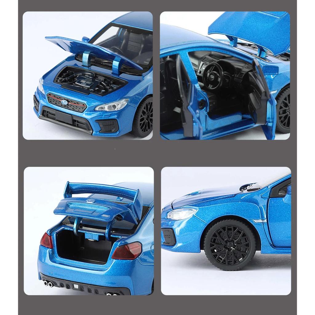 1/30 Subaru STI WRX Alloy Car Model Sound and Light Pull Back Children's Toy Collectibles Birthday Gift