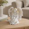 Small Angel Figurine Resin Figurine, Half Body Winged Fairy Sculpture with Gold Trim, Matte Warm White Decor Desk for Bedroom Shelf Gift Women