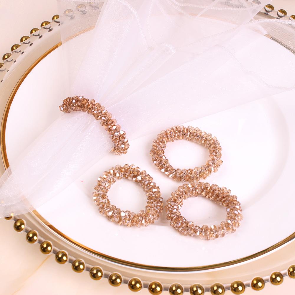 12 Pezzi Anelli Portatovaglioli con Perline di Cristallo Fibbia Portatovaglioli di Stoffa Anello per Tovaglioli Decorazione Tavola per Matrimonio Festa di Natale