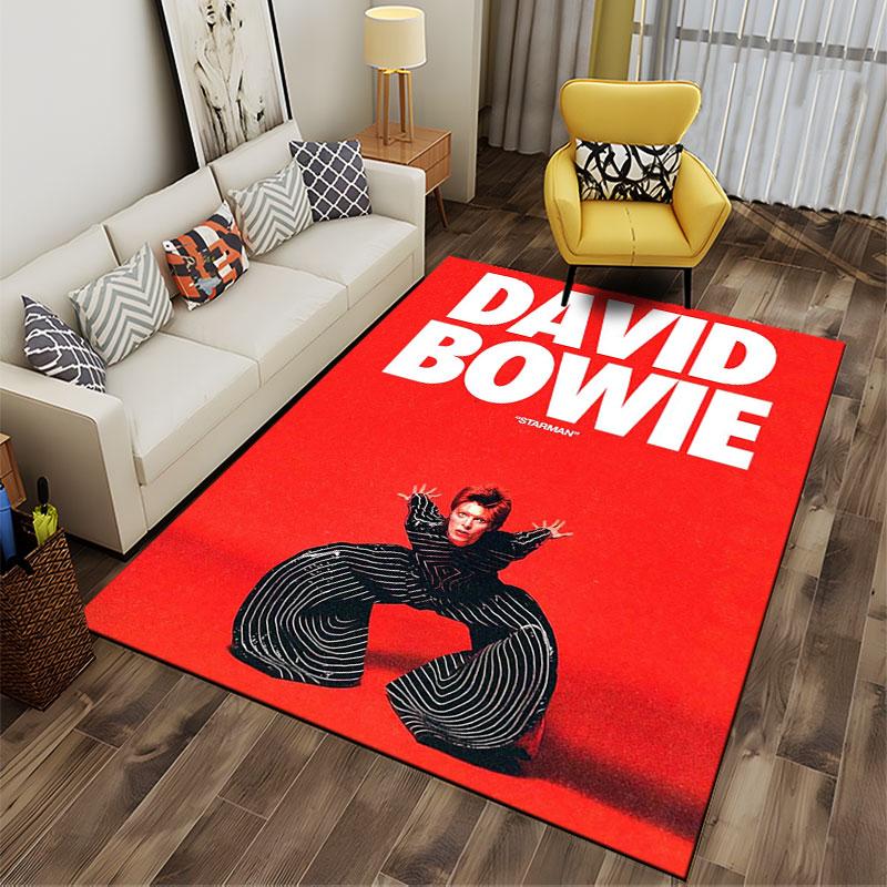 Red Carpet with David Bowie Design suitable as a non-slip mat for the living room or bedroom sofa