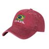 Brazil Distressed Flag Brazilian  Baseball Cap Vintage Cotton  Snapback Hat Unisex Outdoor Summer Unstructured Soft Hats Cap