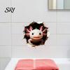 Decoración de Habitación Autoadhesiva 3D Axolote Pegatina de Pared, Agujero Realista Animal Lindo Fácil de Pelar y Pegar Calcomanía Impermeable PVC para Sala de Estar Dormitorio Baño