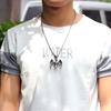 Men's Retro Ethnic Skull Necklace with Bat Wings Pendant