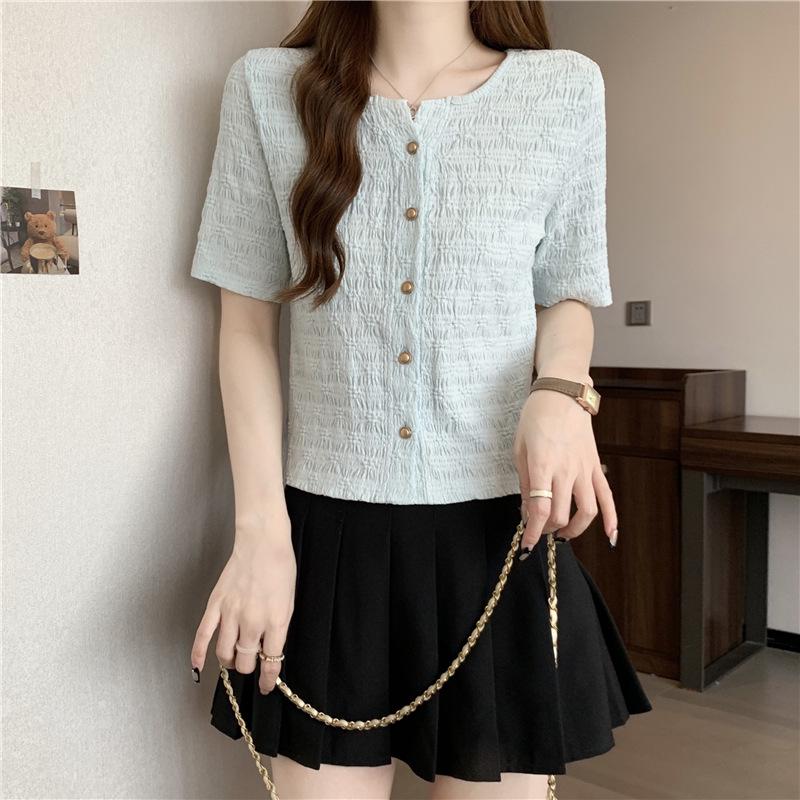 Women's Round-Neck Short-Sleeve Shirt - Korean Design (Summer 2024)