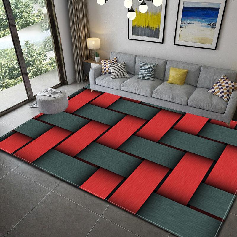 Colorful Geometric Abstract Living Room Carpet, Children'S Bedroom Non-Slip Waterproof Floor Mat