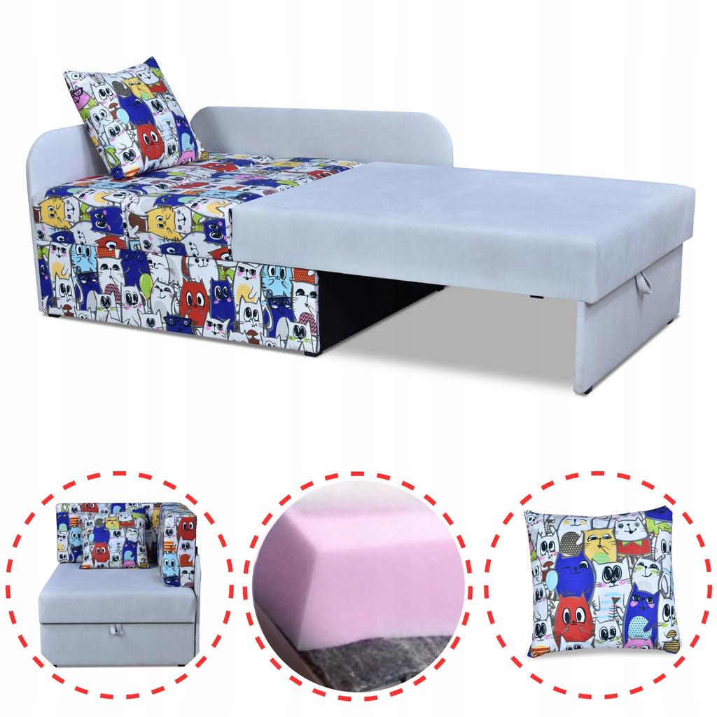 Children's Corner Sofa Bambino Extendable Container Bed Children's Mattress Kubuś
