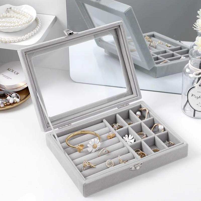 1PC Jewelry Classification Storage Box - Transparent Visible Holder for Earrings Rings Necklaces Display